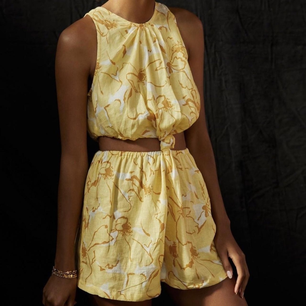 ANTHROPOLOGIE X FAITHFULL THE BRAND Sz US 2/XS RANA PLAYSUIT FLORAL PRINT